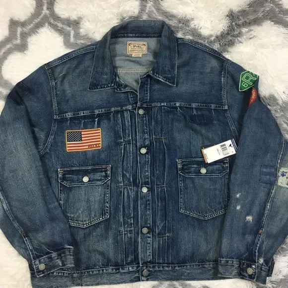 Men's POLO-RALPH LAUREN "SPORTSMAN" Denim Jacket (Casting Club) vintage - Picture 12 of 16